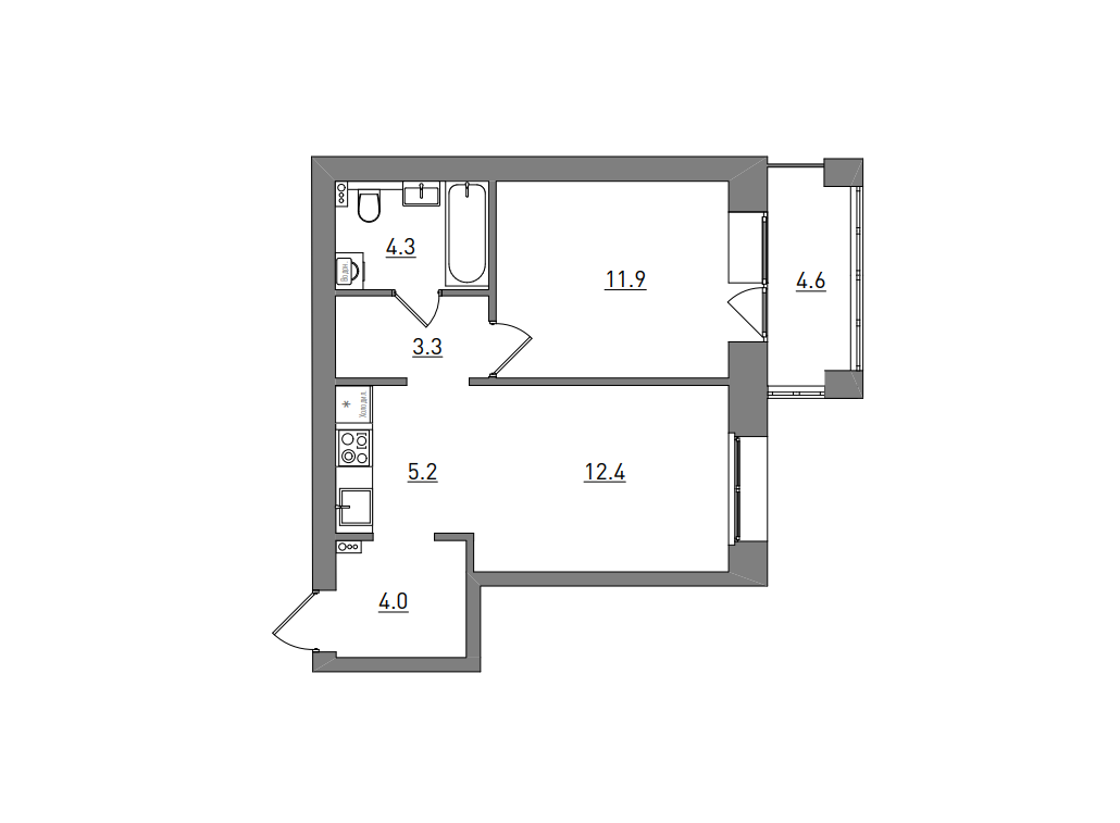 планировка квартиры 46 м2